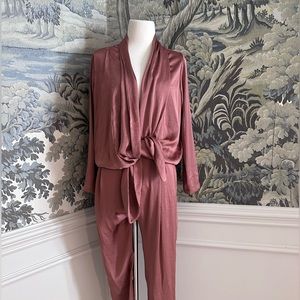 NWT Overlover stina satin tie front jumpsuit